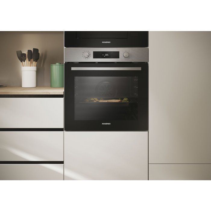 Horno empotrable - Pirólisis + Hidrólisis - ROSIERES - RO6 C5AB3EYTX - Acero inoxidable / Negro - Puerta fría - 78L - AirFry