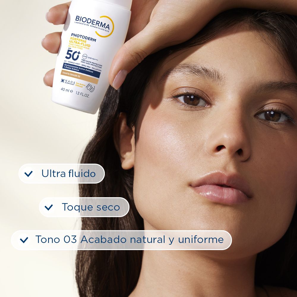 „Photoderm XDefense Ultra Fluid“ tonuotas apsauginis kremas nuo saulės SPF 50, 03 atspalvis Apsauga nuo saulės vaistinėje