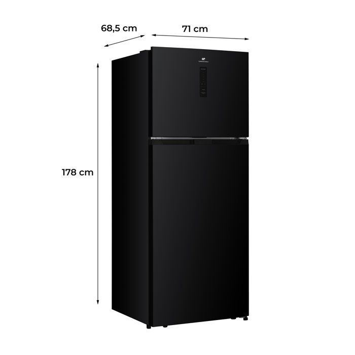 Frigorifero con congelatore superiore - CONTINENTAL EDISON - CEF2D413NFB - Total No Frost - Classe energetica D - 413L - 70 x 68 x 178 cm - Nero