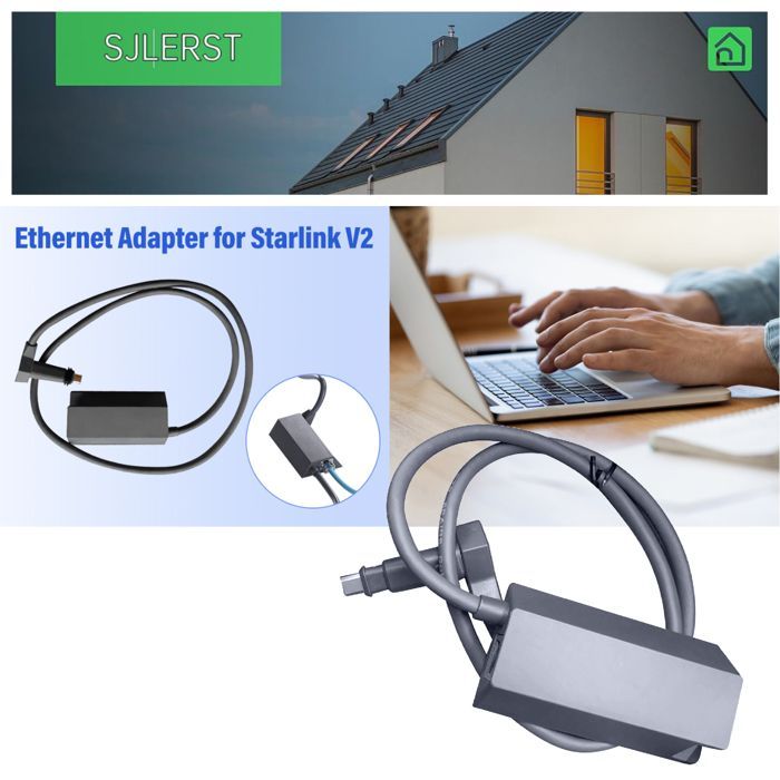 Adaptateur Ethernet Starlink V2 - Adaptateur Satellite D'antenne Parabolique Rectangulaire - Kit CPL Internet USB