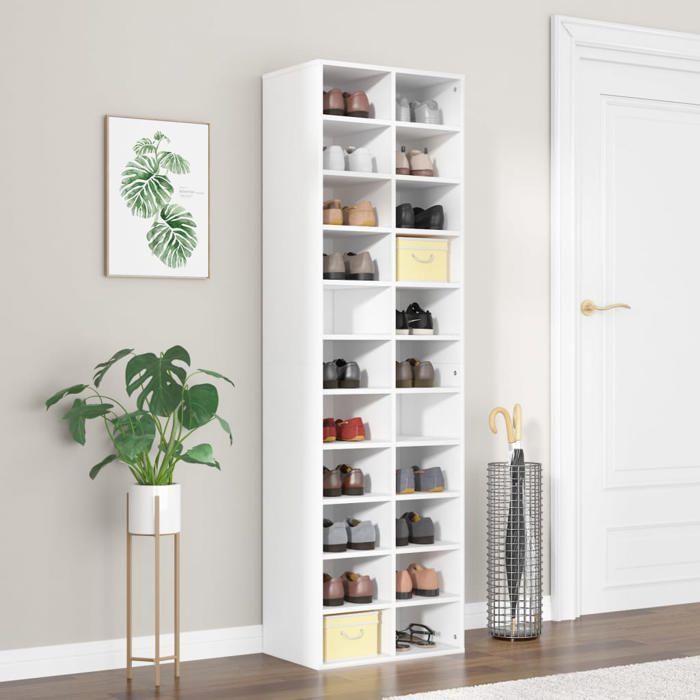 vidaXL Zapatero, Organizador de zapatos con estante, Unidad de almacenamiento para entrada de interiores, Blanco 800369