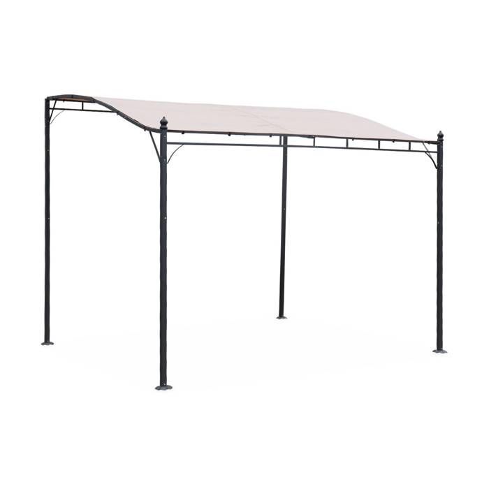 Pérgola adosada de 3x2,5 m - Brestum - Lona beige - Pérgola de pared