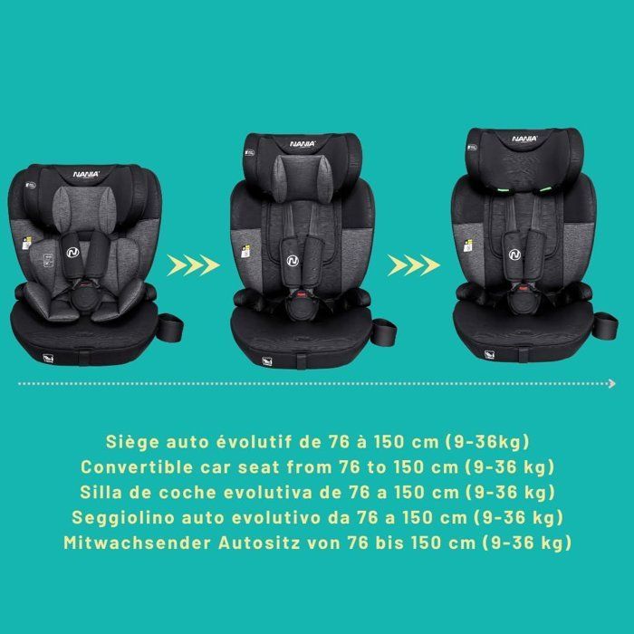 Siège auto isofix - NANIA - MILANO - Groupe 1/2/3 - I-size - Avec réducteur - Noir