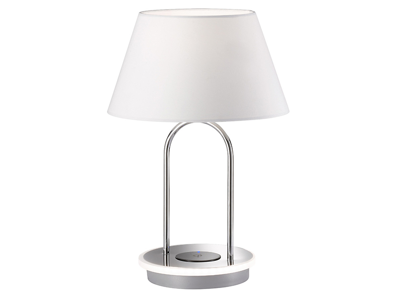Lampa stołowa Torquay LED tkaninowa biała