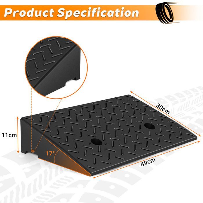 Daromigo 2er-Pack Laderampe, 49 x 30 x 11 cm, tragbare Gummirampe für Motorräder und Rollstühle