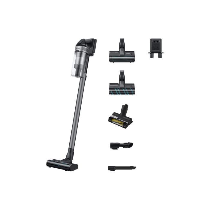 SAMSUNG Jet 75E Complete VS20B75CR5 - Aspiradora de mano inalámbrica - Potencia de 200 AW - Autonomía de 60 min - Base de montaje en pared - 3 cepillos