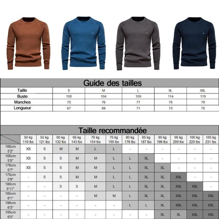 Jersey de hombre - FONDUPIN - Cuello redondo - Algodón - Estampado de cuadrícula - Azul marino