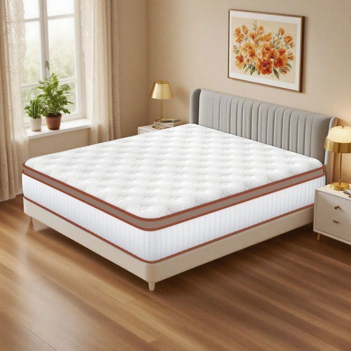 Colchón de 140x200 cm, 28 cm de grosor, muelles ensacados independientes + espuma viscoelástica, 7 zonas ergonómicas, hipoalergénico, de lujo.
