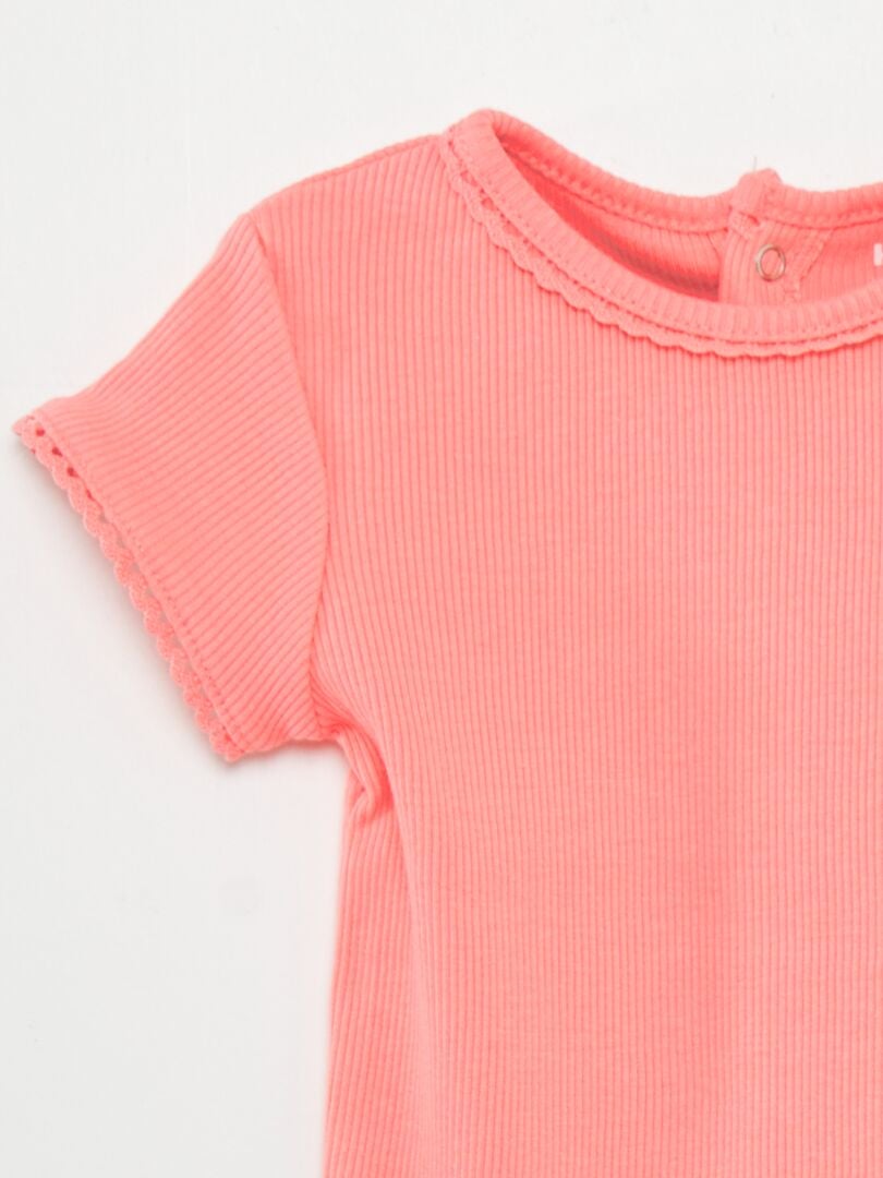 Camiseta de canalé - ROSA