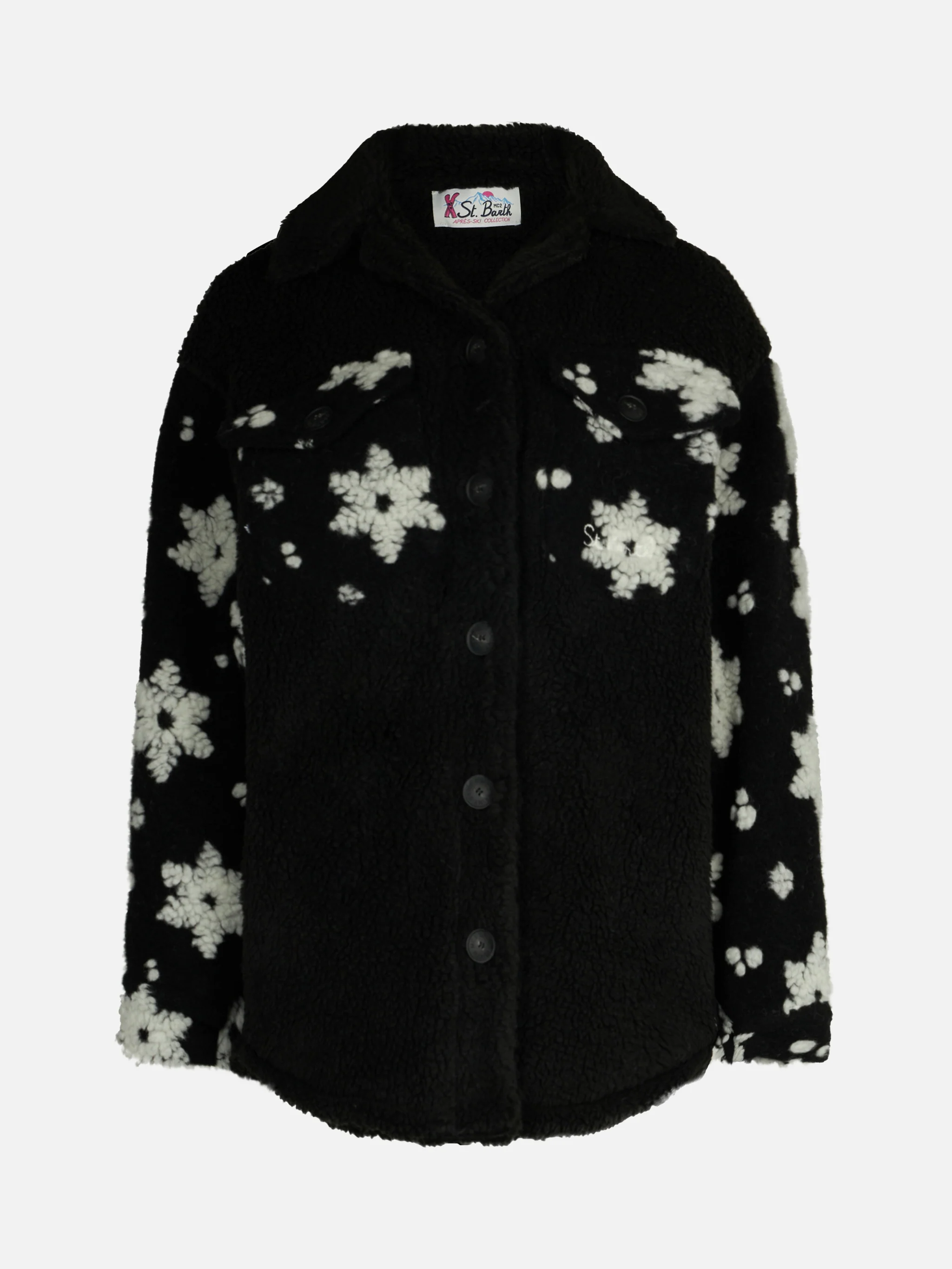 Sherpa top voor dames met sneeuwvlokkenprint