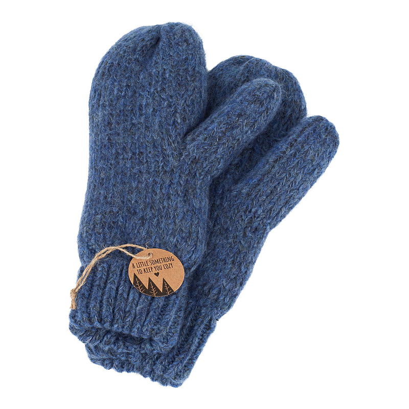 Votter i mohair-look, denimblå