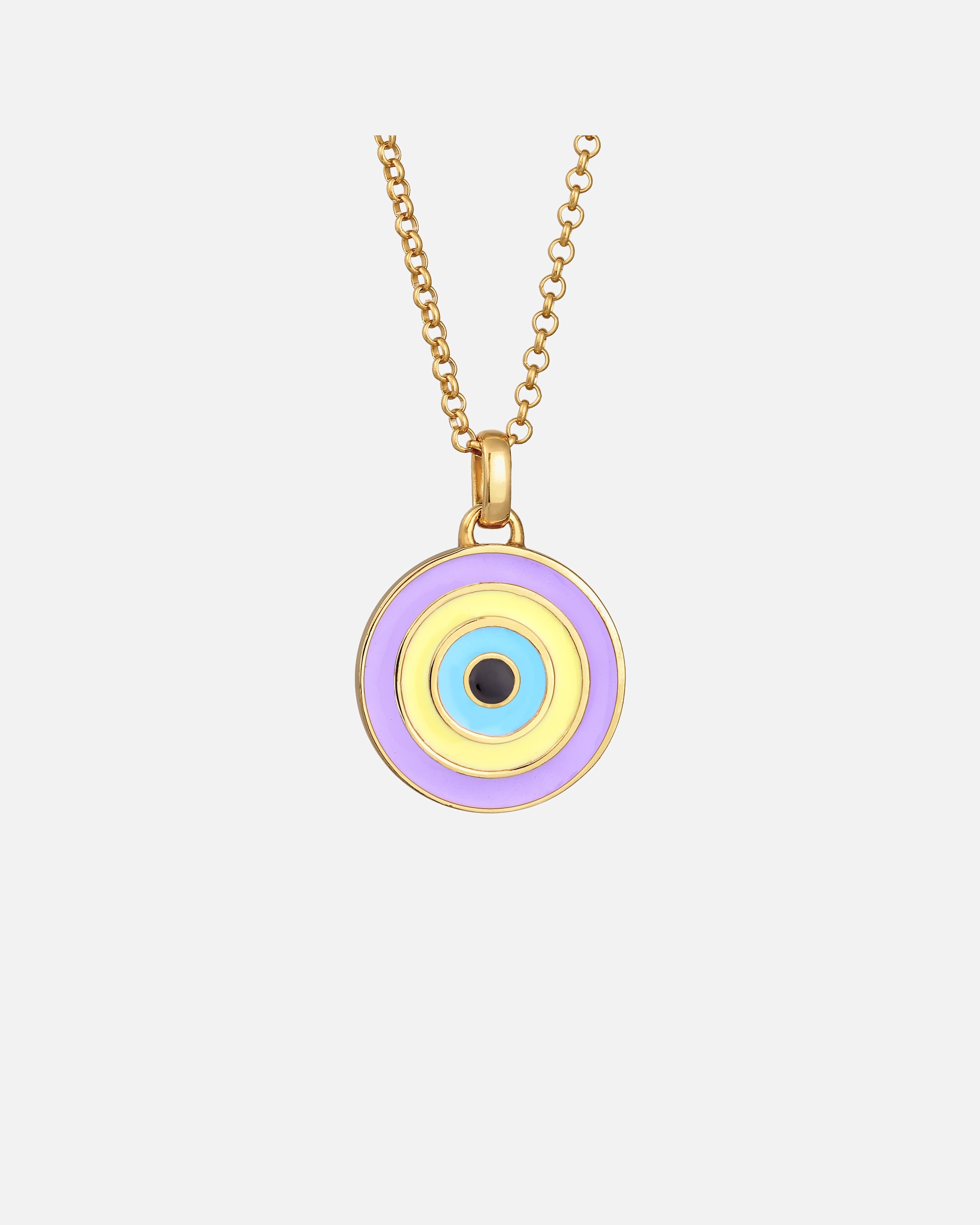 Elli Femmes Pendentif Disque Evil Eye tendance pastel avec émail en argent sterling 925 plaqué or