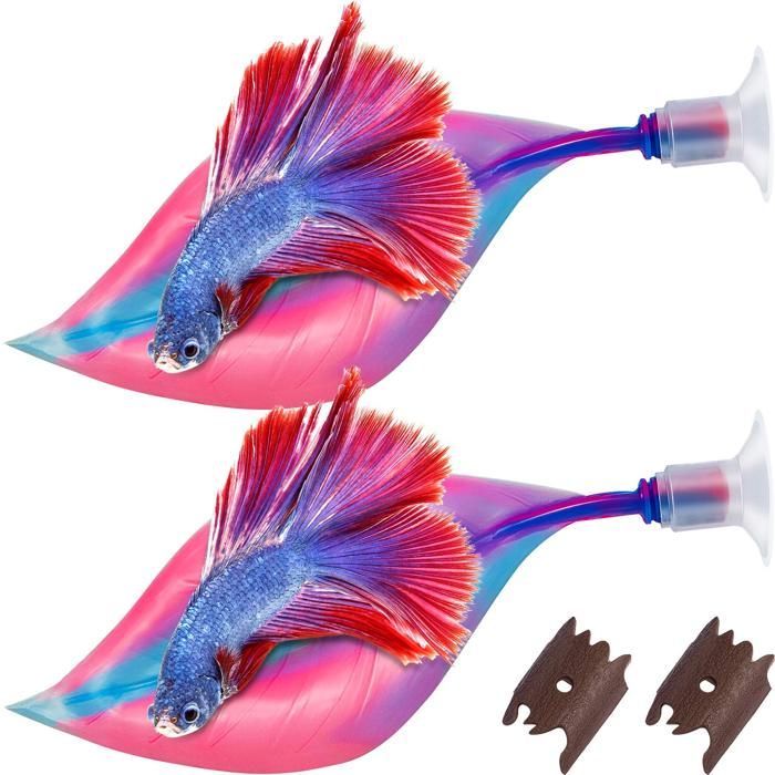Hamac à feuilles pour lit Betta, 2 pièces, pour un repos pratique, poisson Betta, rose