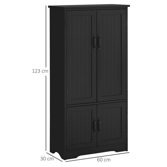 Buffet de cuisine - HOMCOM - contemporain multi-rangements 2 placards 3 étagères mobilier - MDF - 60x30x123cm - noir