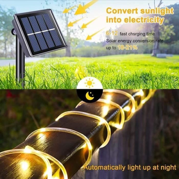 Guirnalda de luces para exteriores AMOUNE - Paquete de 2 - 10 m, 100 LED - Alimentación solar - Blanca