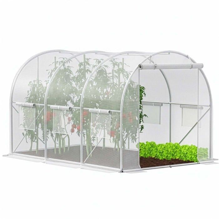 Invernadero tipo túnel - SPRINGOS - 200×300×200 cm - 140 g/m² PE UV-4 - Estructura de metal galvanizado - Ventanas y puertas con cremallera