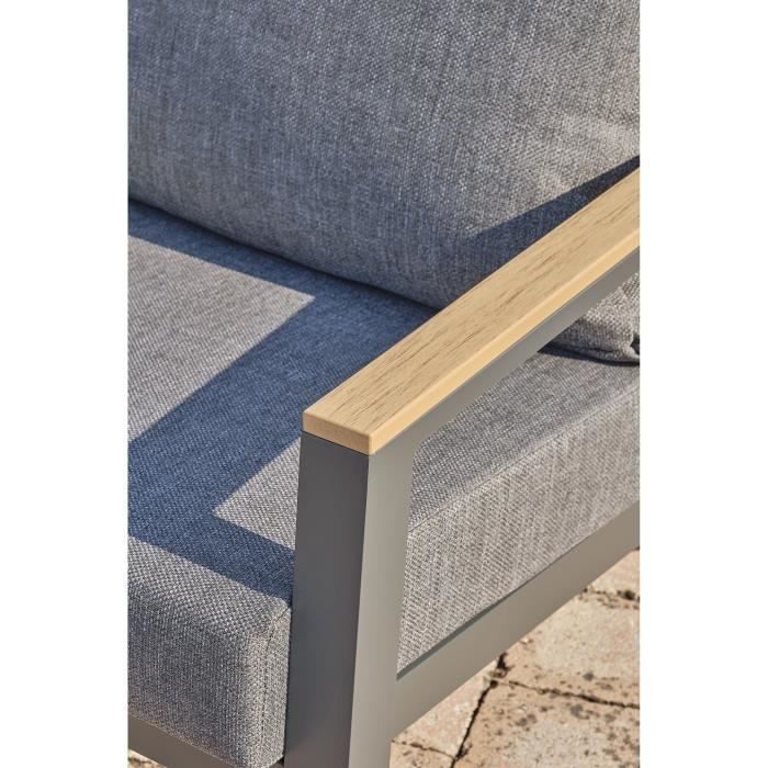 Low garden lounge set - Aluminium - DCB GARDEN - 5 seats - Anthracite grey and polywood - KOMMOS