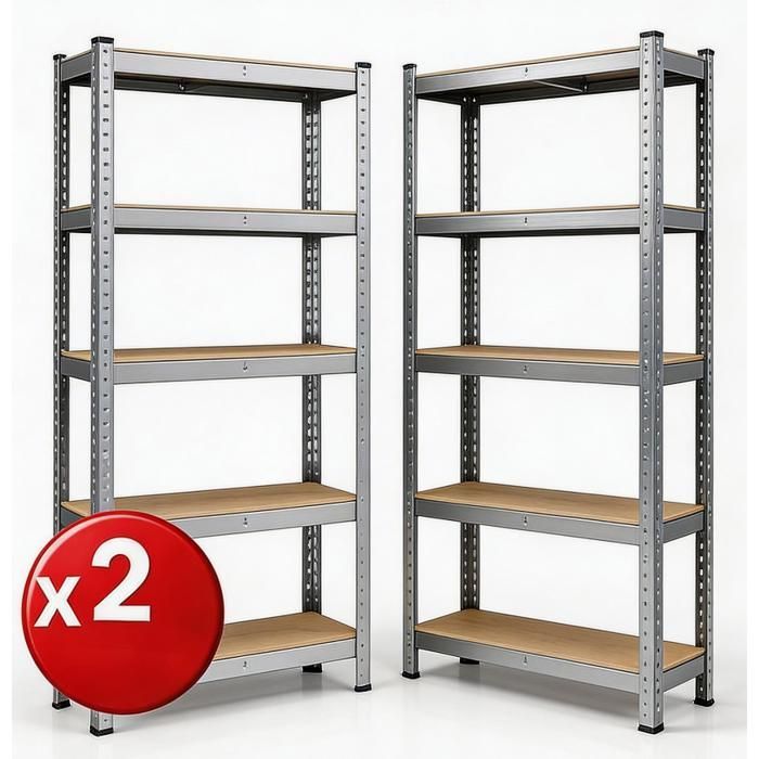 Juego de 2 estantes de banco de trabajo de alta resistencia para cargas pesadas 180 x 40 x 90 cm - 5 estantes, 875 kg