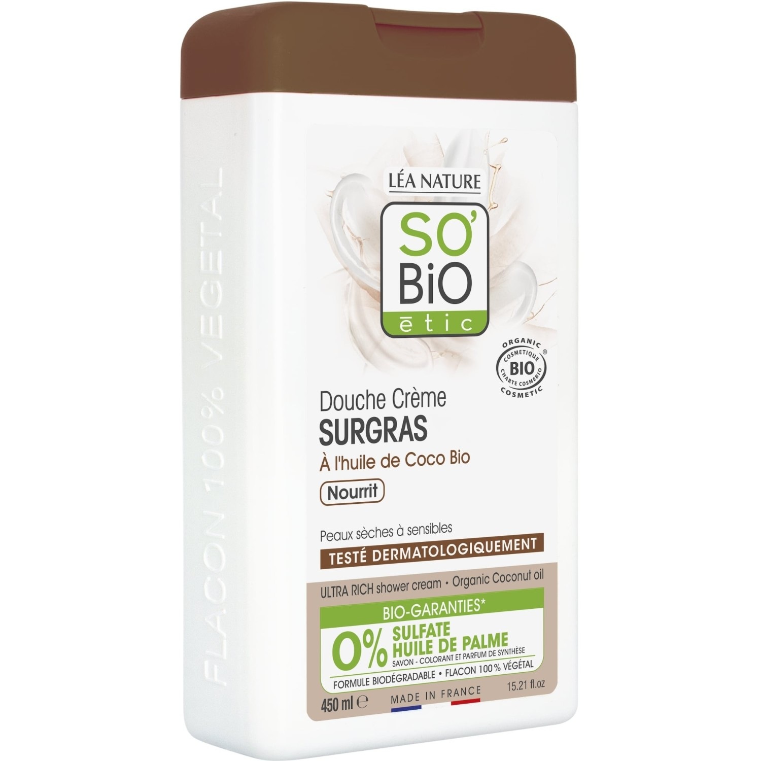 SO BiO étic Douche crème surgras, à l'huile de Coco bio, nourrit