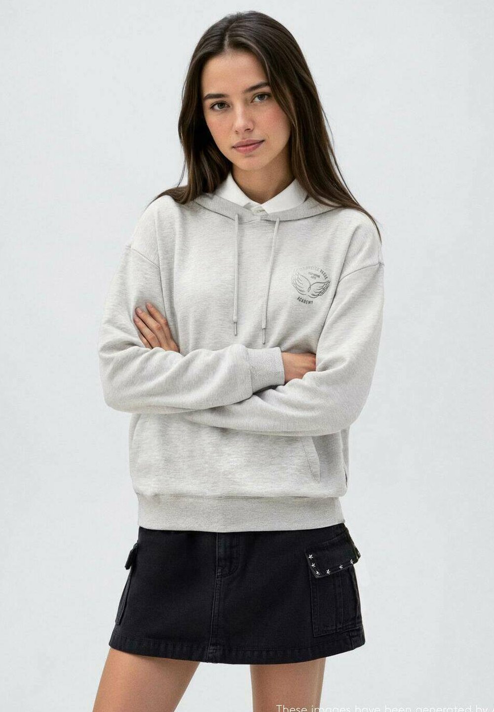 Mango Kids TEEN - Felpa con cappuccio - grigio chiaro screziato