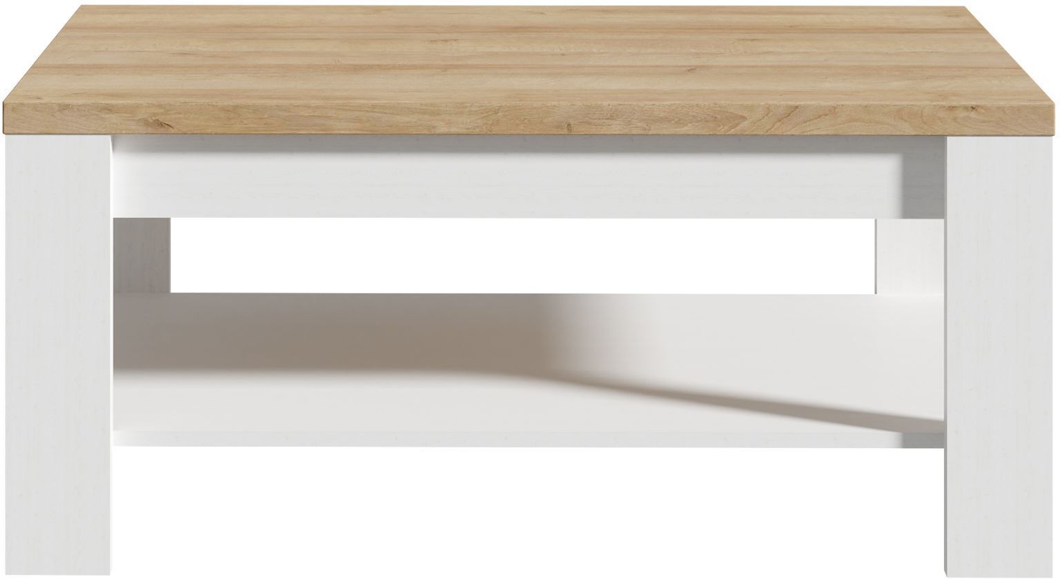 Tavolino rettangolare BOHOL – Rovere bianco e beige – Doppio piano – L 100 × P 60 × H 45,7 cm