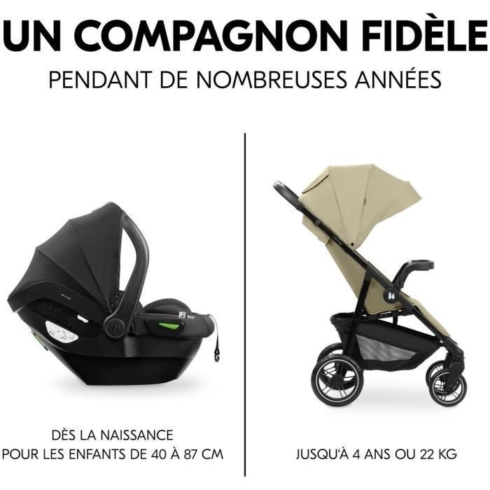 HAUK - 2-in-1 Shop N Care reisset - Kinderwagen + autostoeltje + adapters - 4 wielen - Olijfgroen