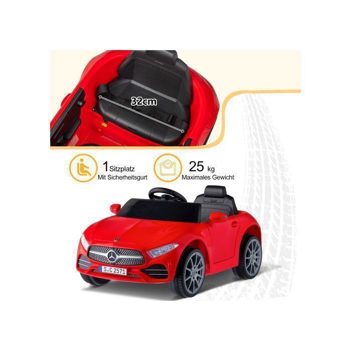 LALAHO Elektrisches Kinderauto – Mercedes-Benz CLS 350 – 90 x 60 x 40 cm – Rot