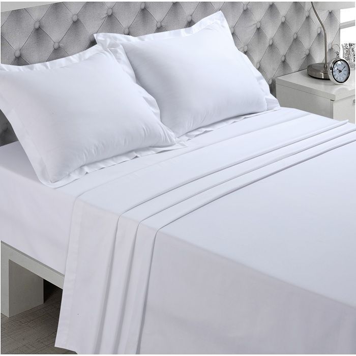 Vision - Drap plat Blanc - 180x290cm - 100% coton