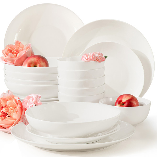 KONSIMO AD BELLA Ecru zestaw obiadowy 6 os. (24 el.) porcelana
