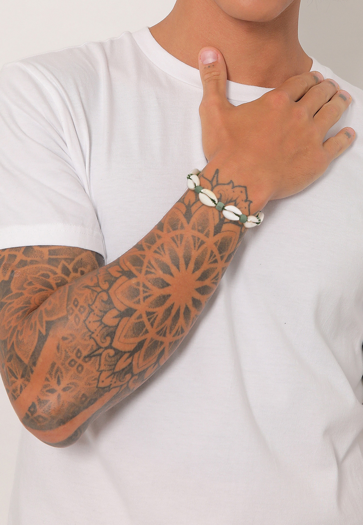 KUZZOI Hommes Surfer Style Festival avec coquillages en Argent Sterling 925