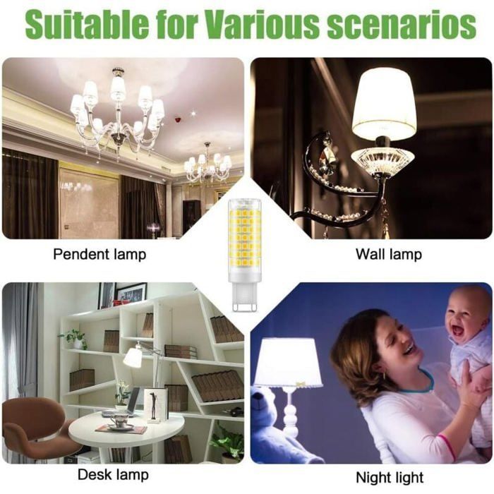Ampoule G9 LED Blanc Froid 6000K 7W Lampes Equivalente 60W Halogène Lumière 650LM  G9 Standard AC 220-240V Non-dimmable Lot de 6