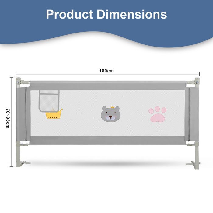 Eulenke Barrière de lit pour Sécurité de bébé, Gris - 180 cm, Protection enfant contre chutes BARRIERE DE LIT BEBE