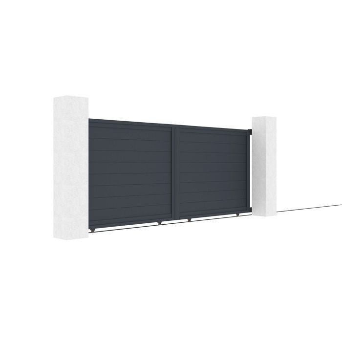Conjunto de puerta corredera y puerta peatonal - Casanoov - EIGER - 3,5 m de altura (163 cm) / Puerta peatonal de 1 m de altura (163 cm) - Gris antracita - Aluminio