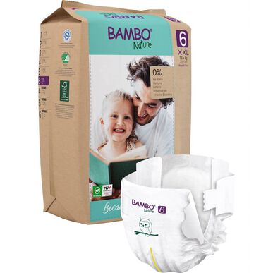 Bambo Nature Boys & Girls 0% Parfymförpackning med miljövänliga babyblöjor storlek 6 16 kg 120 enheter
