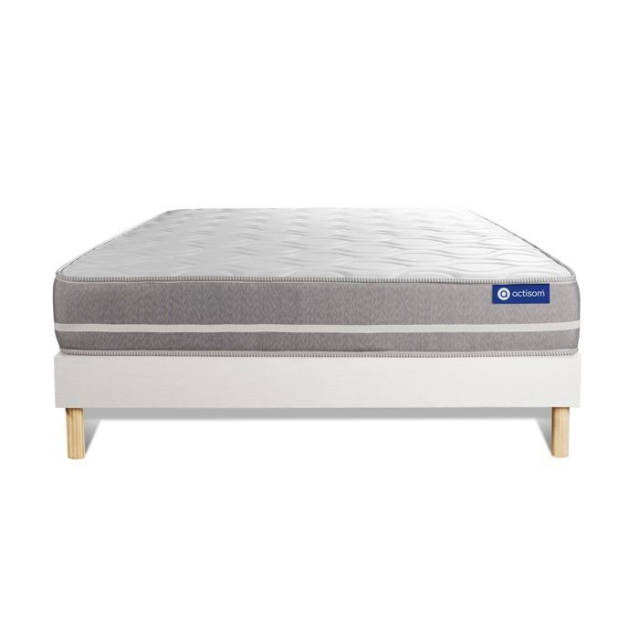 Conjunto de colchón y base de cama de 140x200 cm - Base de cama blanca (requiere montaje) - Actilatex Touch