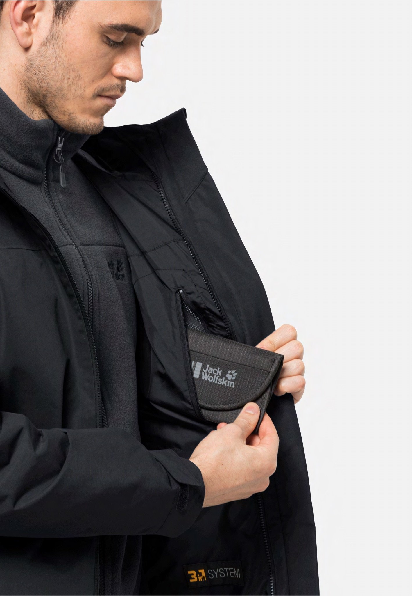 Jack Wolfskin TAUBENBERG BUNDA 3V1 - Zimní bunda - černá