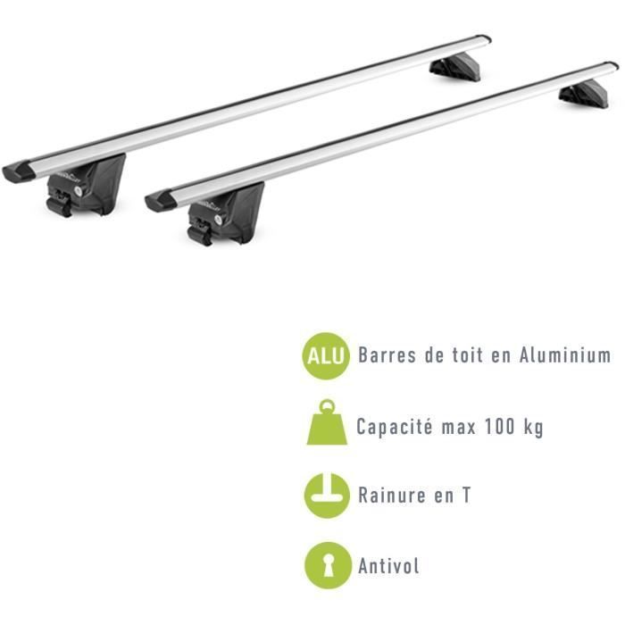 2er-Set Dachträger – GREEN VALLEY – EDGE 112 cm – Aluminium – Geschlossene Reling – Max. 100 kg – Grau