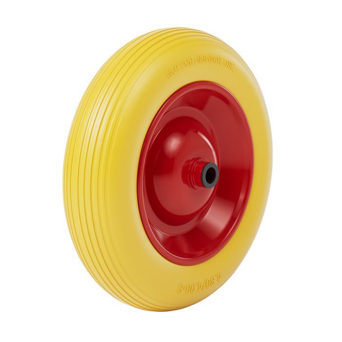 Wiltec Roue complète increvable 3.50-8 pour Diable – 365 x 82 mm – en PU / Polyuréthane – profil rainuré – Capacité de charge max. 1
