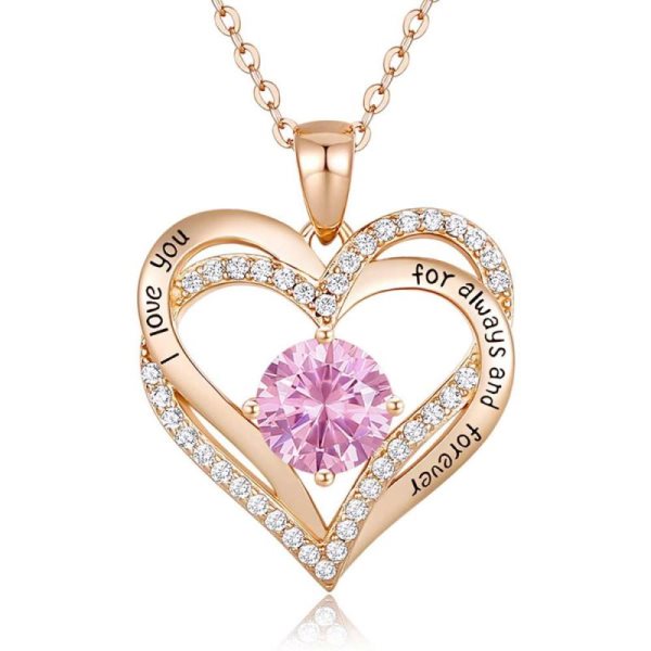 Naszyjnik Forever Love Heart dla kobiet, srebro próby 925, różowe złoto