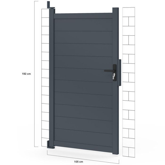 IDMARKET Gate 100x180 cm in anthracite grey aluminium