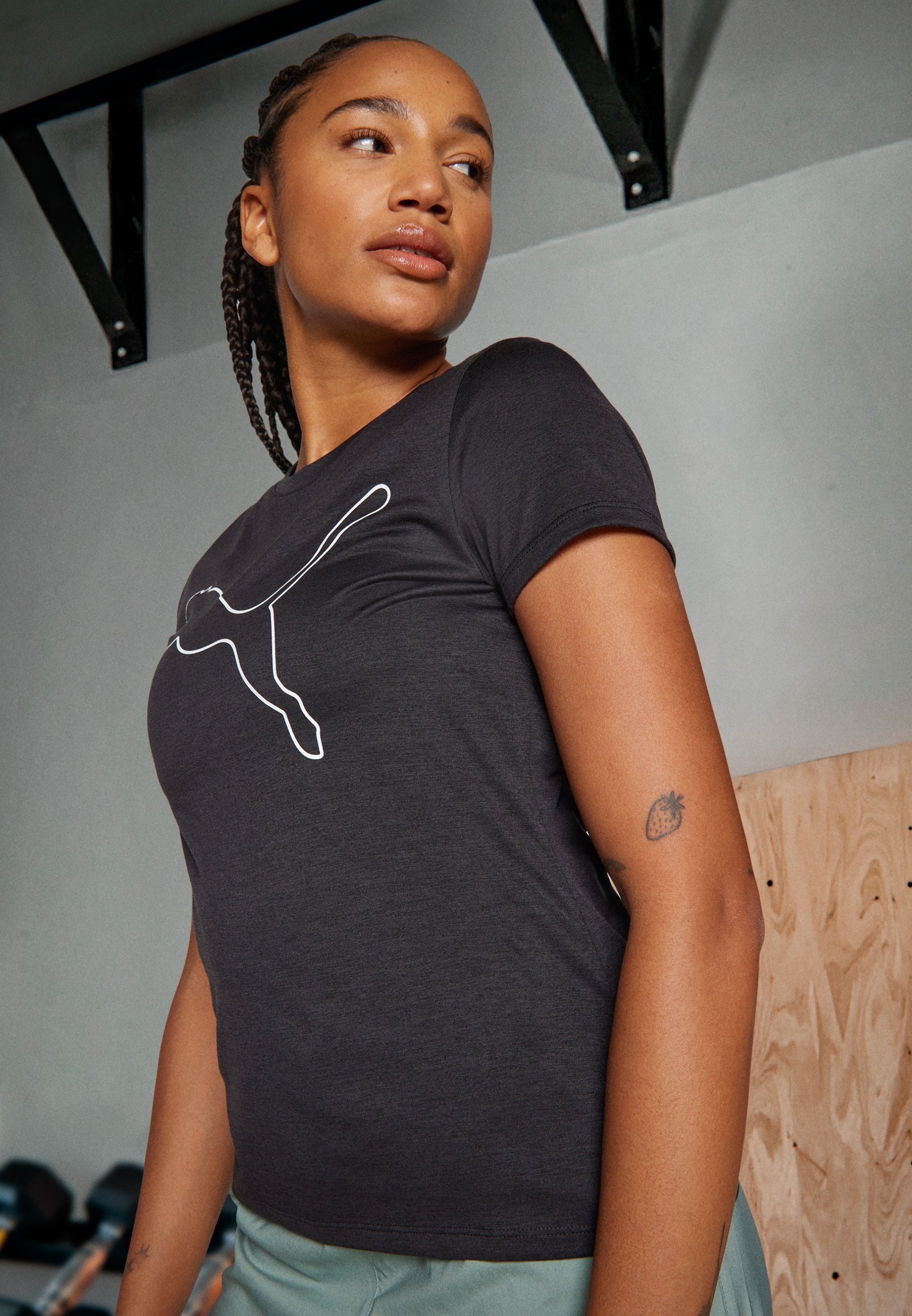 T-shirt Puma ESSENTIAL LOGO - T-shirt de sport - noir chiné