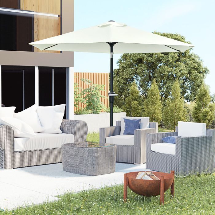 Parasol de jardin - Outsunny - hexagonal - inclinable - métal polyester haute densité 180 g/m² - Ø 2,3 x 2,16 m - crème