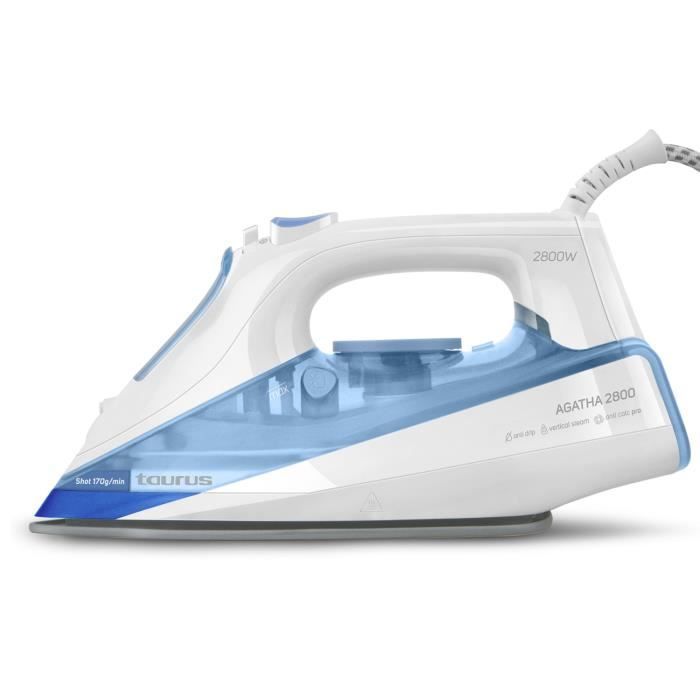 Fer à repasser Taurus Agatha 2800 de 2800W, jet de vapeur de 170g/min, capacité de 360ml, filtre anti-calcaire