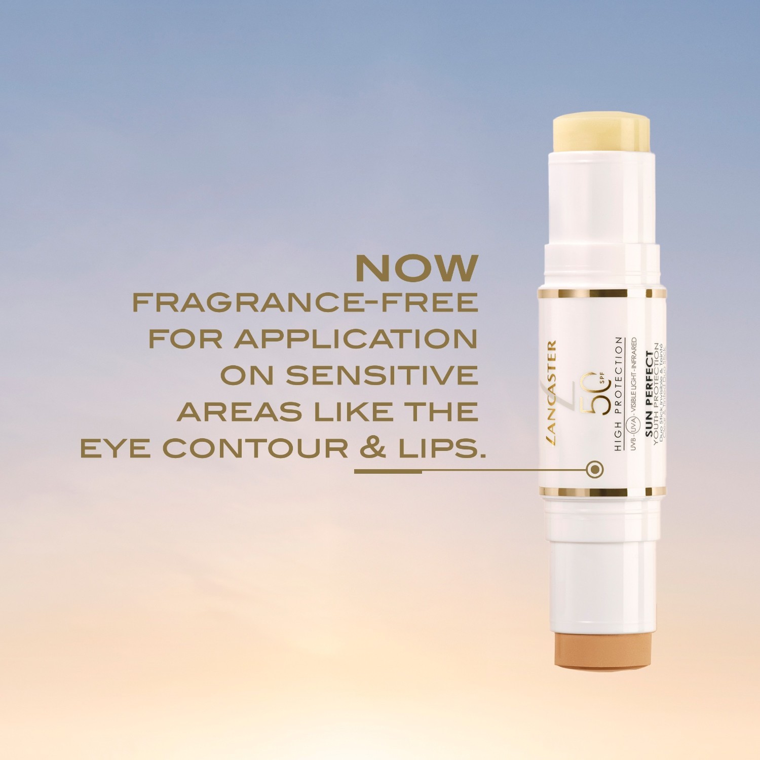 Lancaster Anti-Aging Care Sun Perfect Youth Protection krema za sunčanje u stiku, prozirna i obojena – 12 g