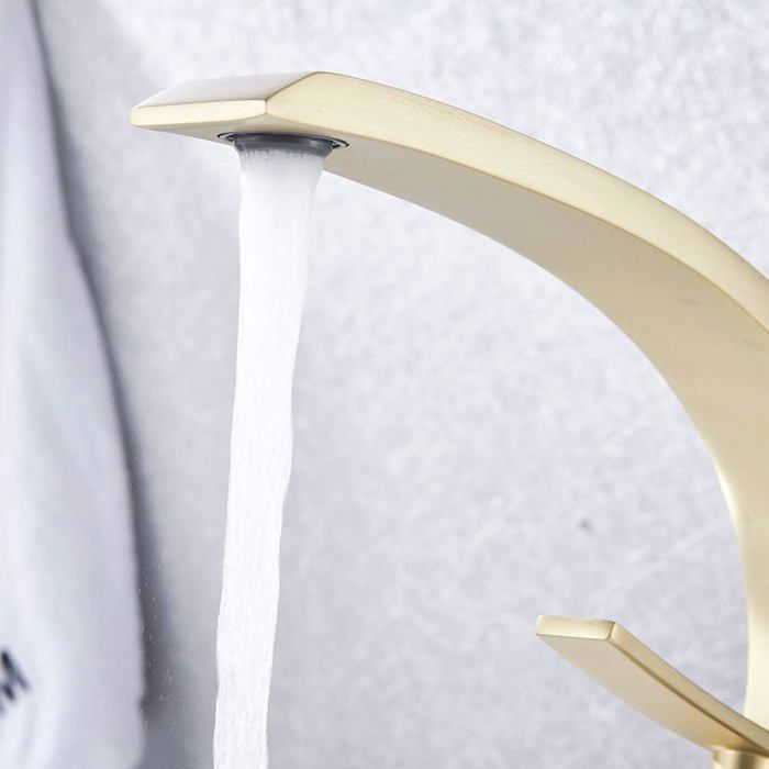 Brushed gold bathroom faucet - Basin mixer tap - Hot and cold water available - Brass - Brushed gold