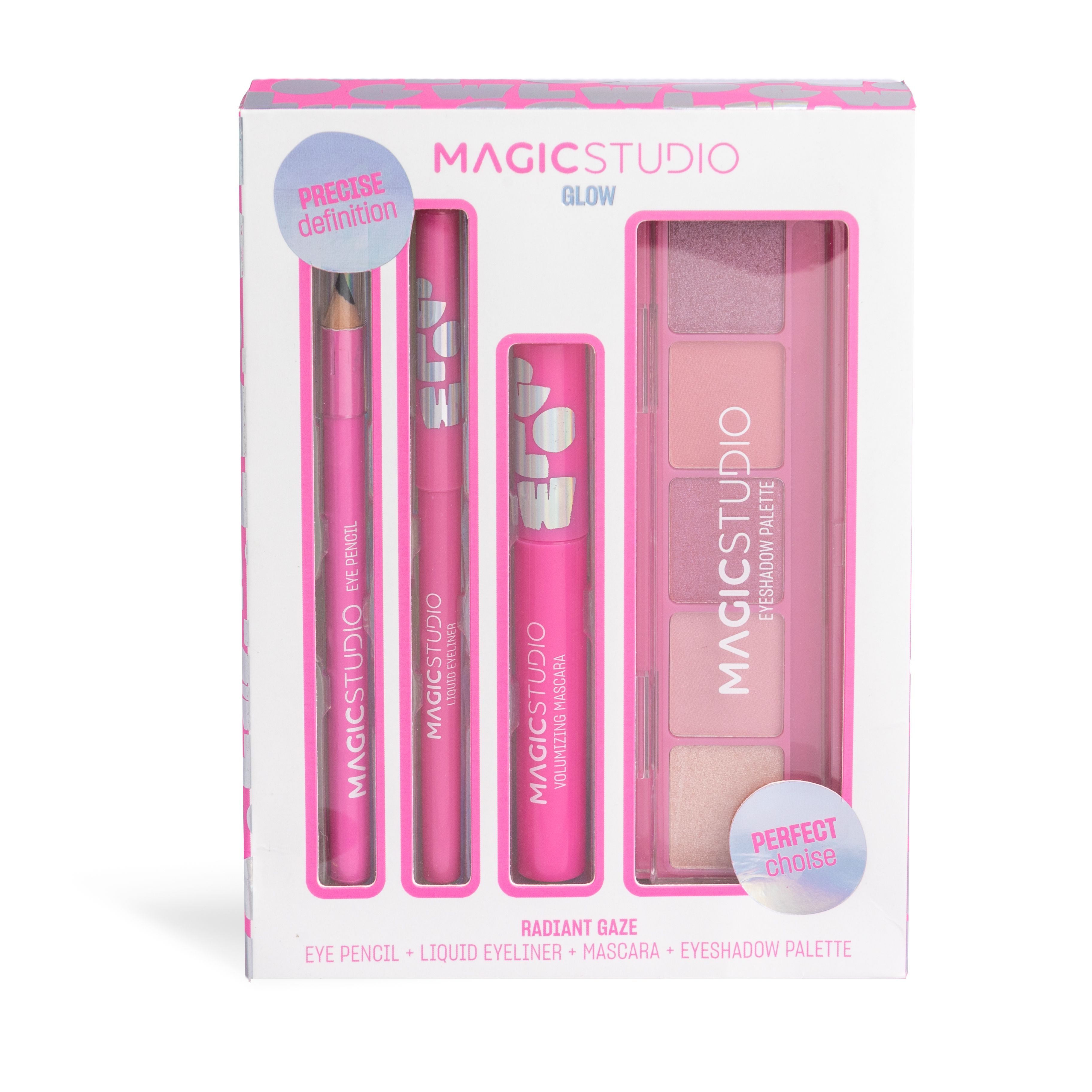 Olovka za obrve Glow Radiant Gaze, tečni ajlajner, maskara i paleta sjenila za oči Ajlajneri i olovke za oči