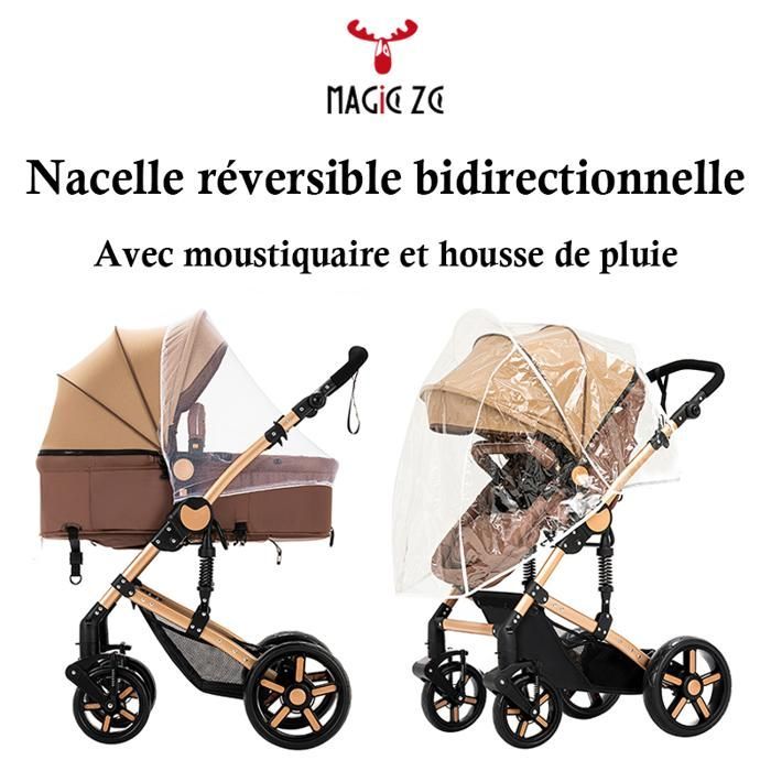 Poussette 3 en 1 Magic ZC  Poussette cosy voyag Poussette pour nouveau-né Poussette trio Poussette bebe avec nacelle pliable un