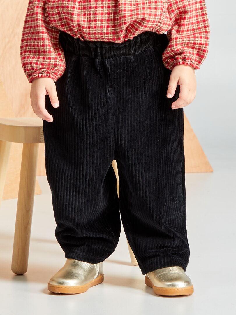 Conjunto de pantalón y calcetines de terciopelo - 2 piezas - NEGRO