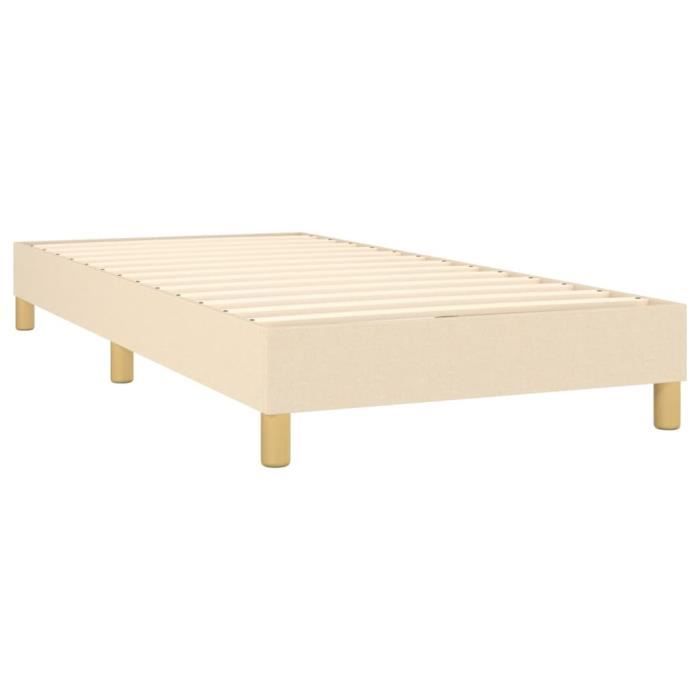 Cama - MOTHINESSTO - 90x200 cm - Tecido Creme - Estofada com Base de Ripas - Solteiro