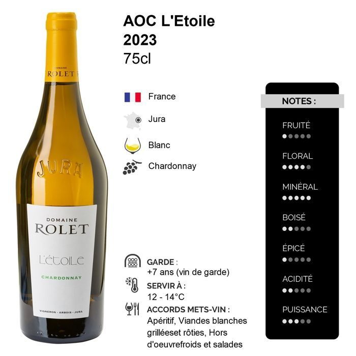 Domaine Rolet L'Etoile Chardonnay En Novalet 2023 - White Wine from the Jura (6x75cl)